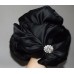 DESIGNER DARK BROWN MINK FUR BLACK BOW ACCENT WOMEN'S COSSAK HAT.  eb-35808648